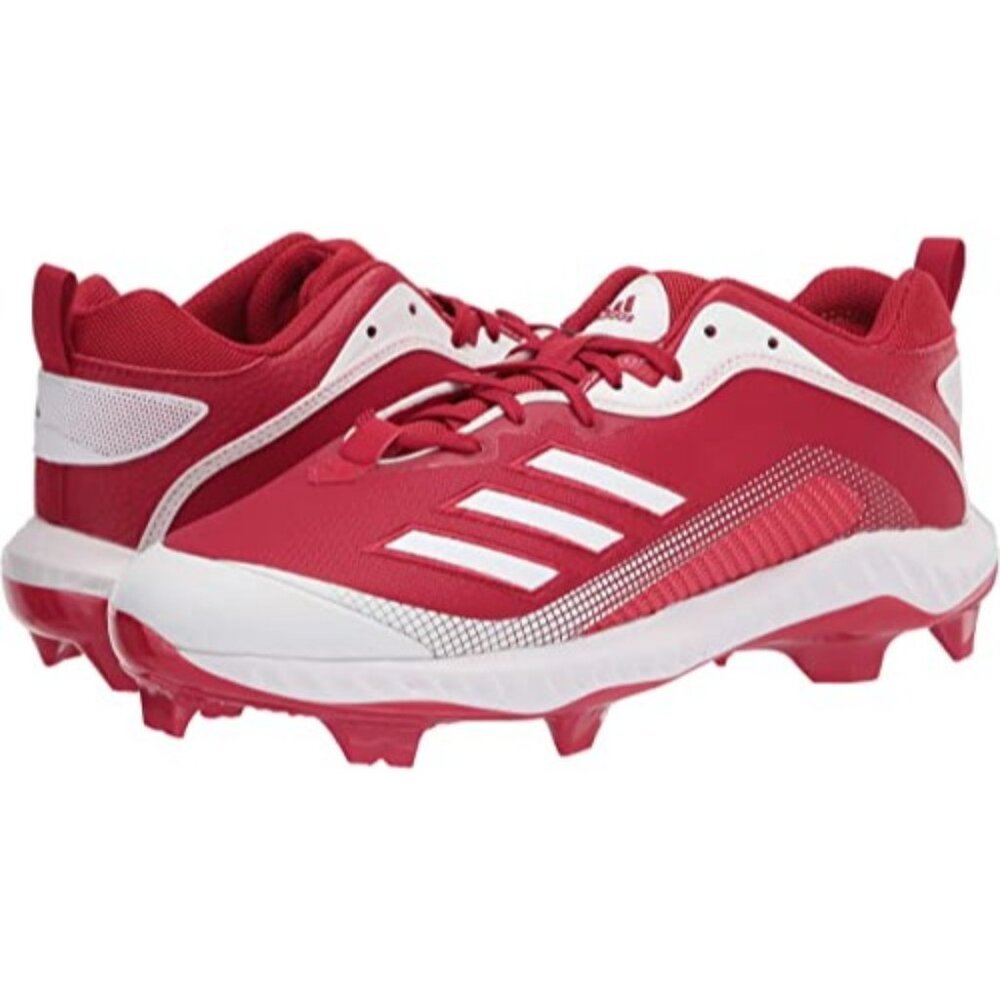 adidas Men's FV9364 Ironskin Metal Baseball Cleat Red White Size 14